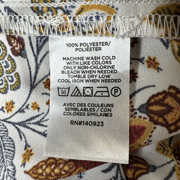 Loft Outlet Floral Blouse Sz S Elastic Cuff Fall Peasant Prairie Cottagecore - Picture 7 of 13